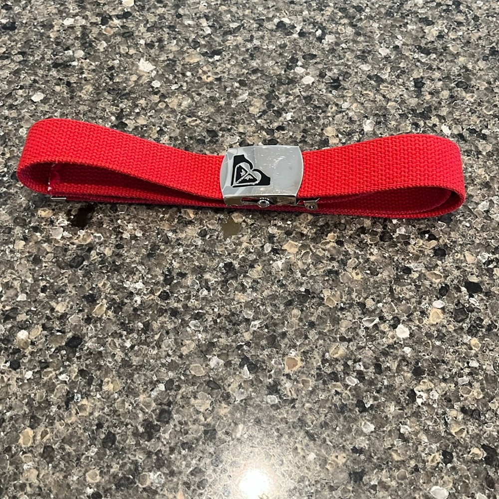 Roxy Red Web Belt with Metallic Buckle 40” OS